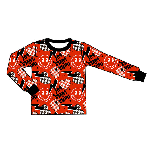 Preorder moq 5 Baby Boys Long Sleeve Mama's Lover Hearts Valentines T-shirts Top