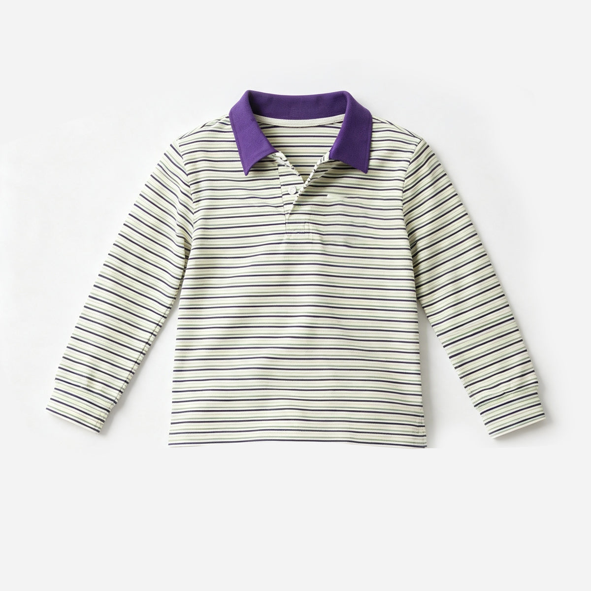 Preorder moq 5 Baby Boys Long Sleeve Stripe Mardigras Button Polo Shirts Top
