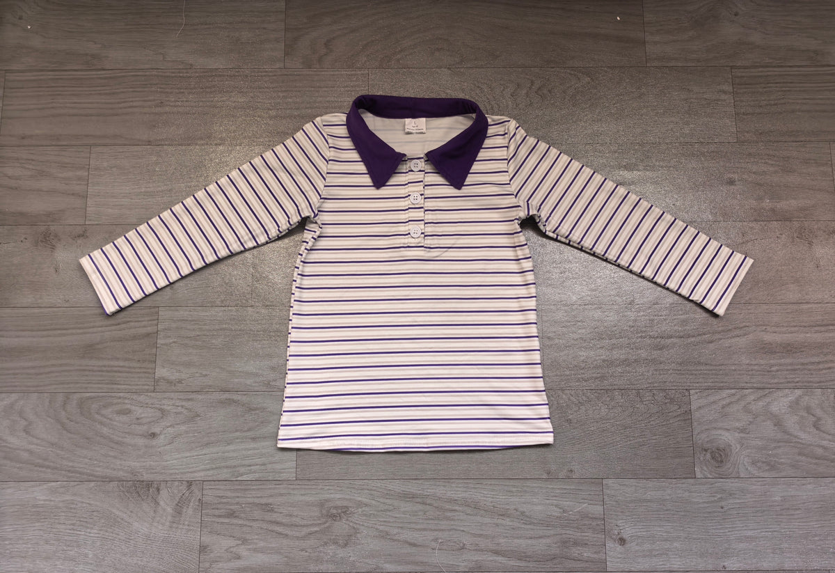 Baby Boys Long Sleeve Stripe Mardigras Button Polo Shirts Top Preorder