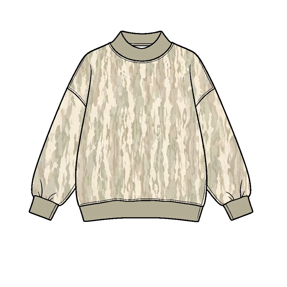 Preorder moq 5 Baby Boys Long Sleeve Khaki Wood Camo Yoga Active T-shirts Top