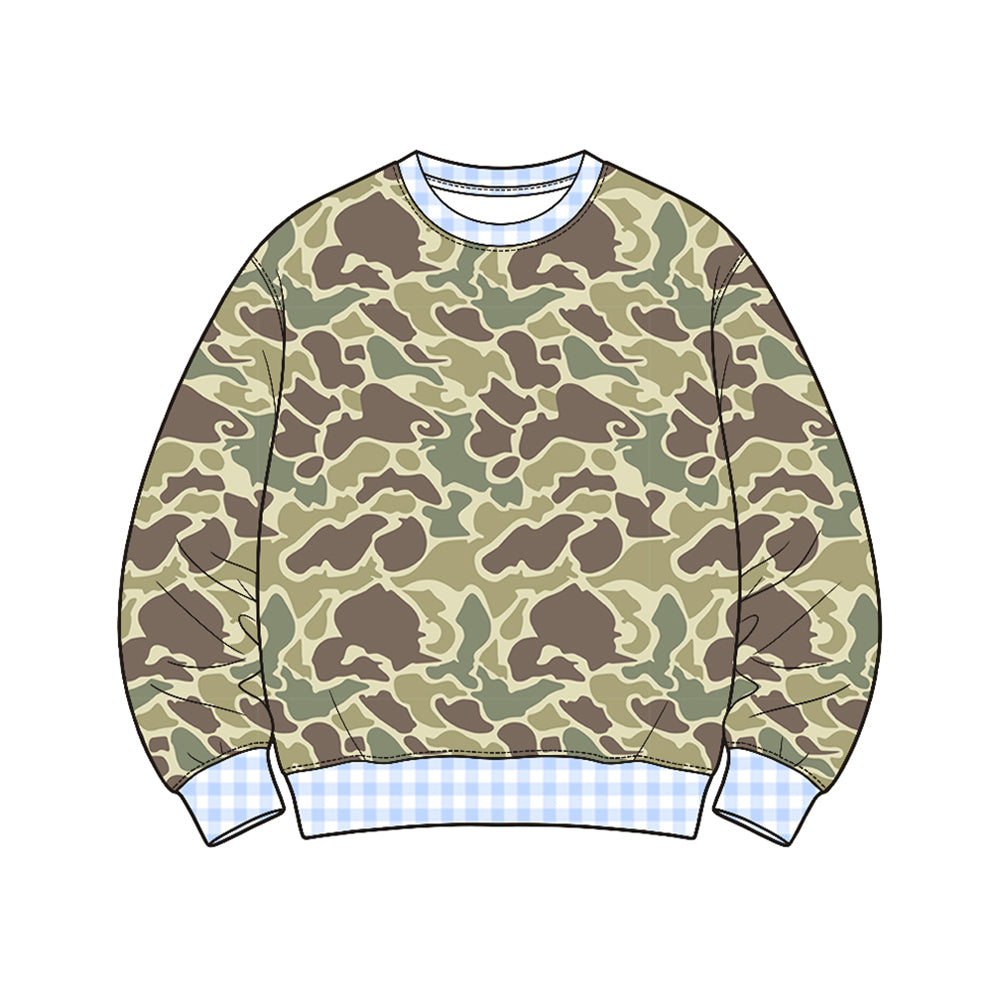 Preorder moq 5 Baby Boys Long Sleeve Southern Khaki Camo T-shirts Top