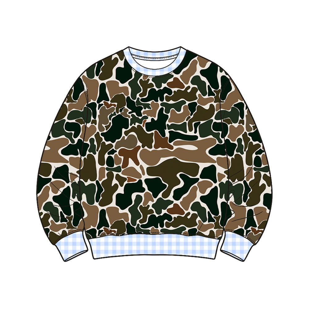 Preorder moq 5 Baby Boys Long Sleeve Southern Dark Brown Camo T-shirts Top