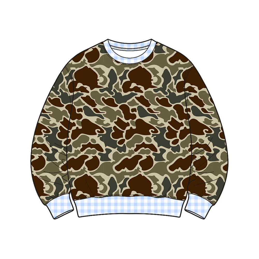 Preorder moq 5 Baby Boys Long Sleeve Southern Dark Khaki Camo T-shirts Top