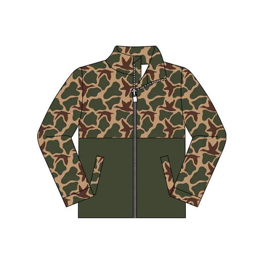 Baby Boys Long Sleeve Green Camo Ducks Pockets Zip Hunting Jackets Top Preorder
