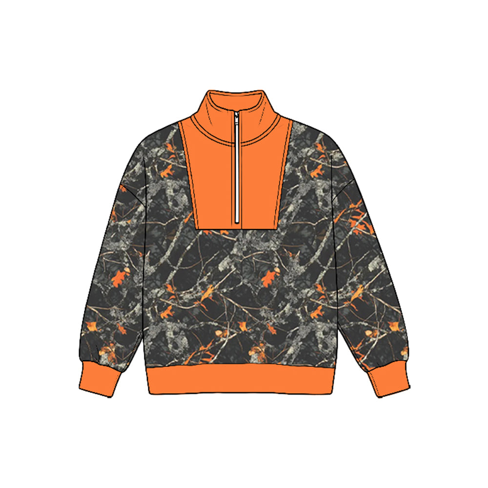 Preorder moq 5 Baby Boys Long Sleeve Southern Camo Zip Pullovers Top