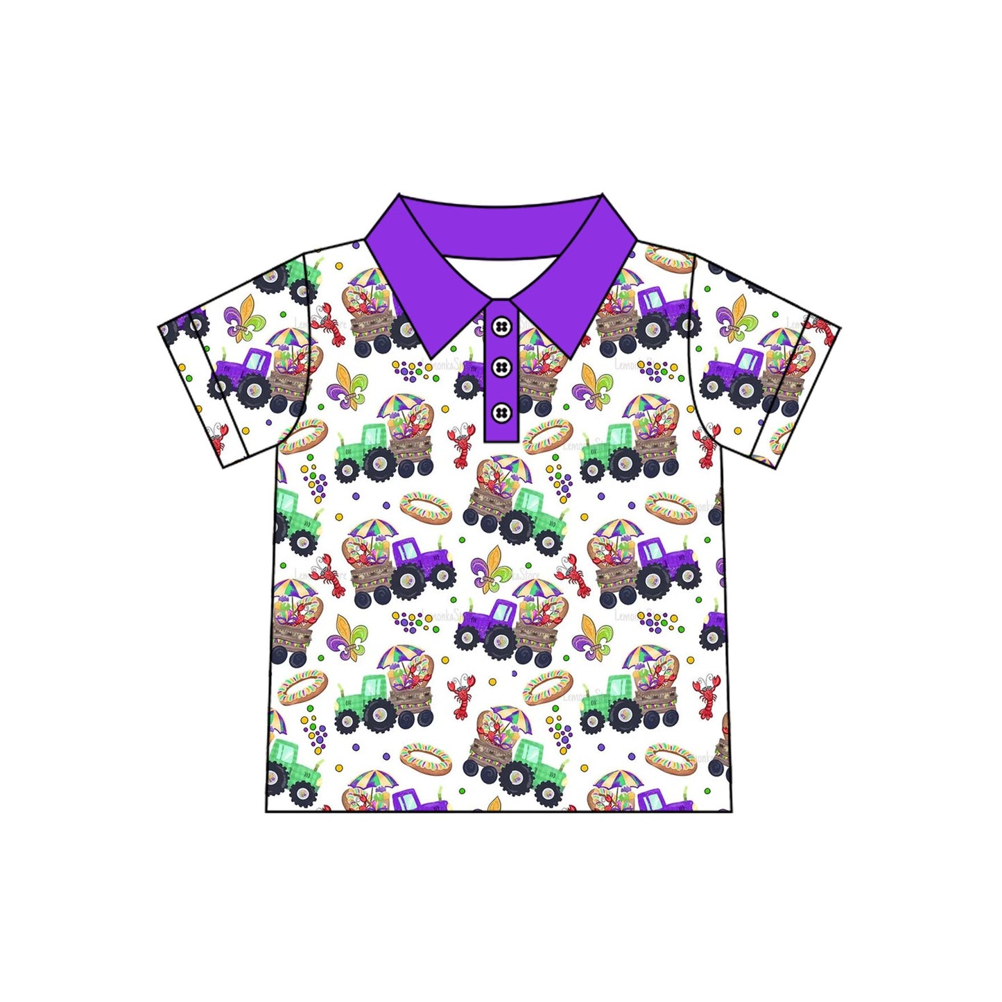 Baby Boys Mardigras Donuts Crayfishes Button Polo Shirts Top Preorder