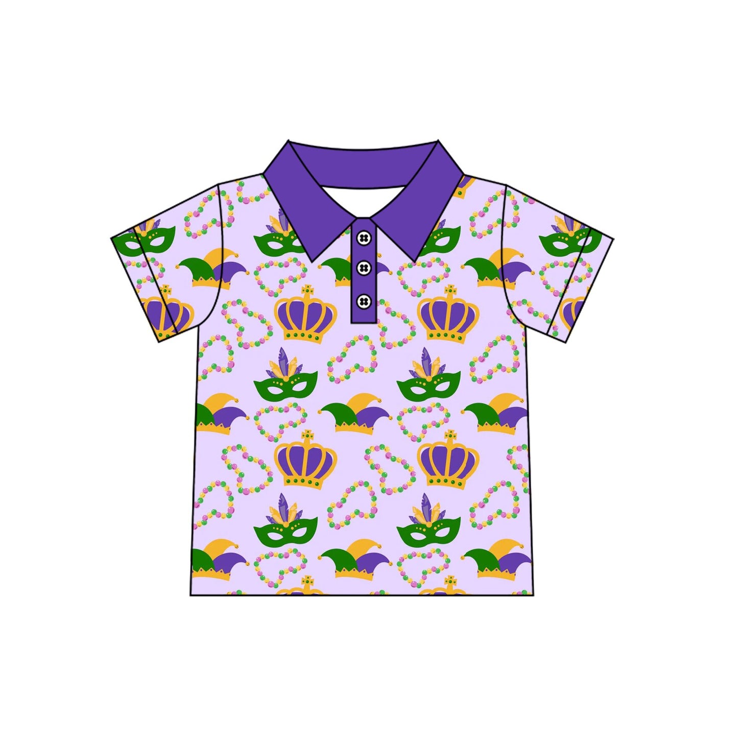 Baby Boys Mardigras Anchors Necklaces Button Polo Shirts Top Preorder
