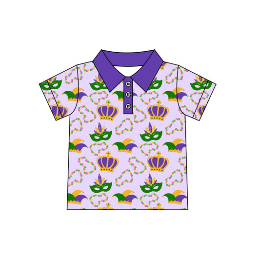 Baby Boys Mardigras Anchors Necklaces Button Polo Shirts Top Preorder