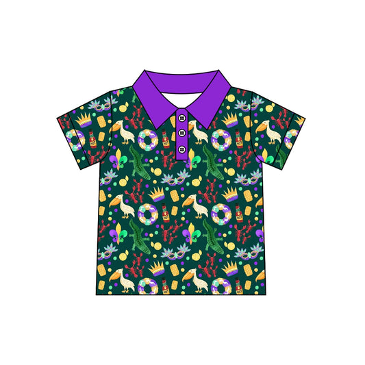 Baby Boys Mardigras Pelican Crayfishes Button Polo Shirts Top Preorder