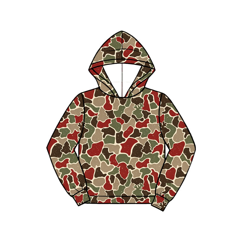 Baby Boys Green Red Camo Deer Christmas Hoodies Top Preorder