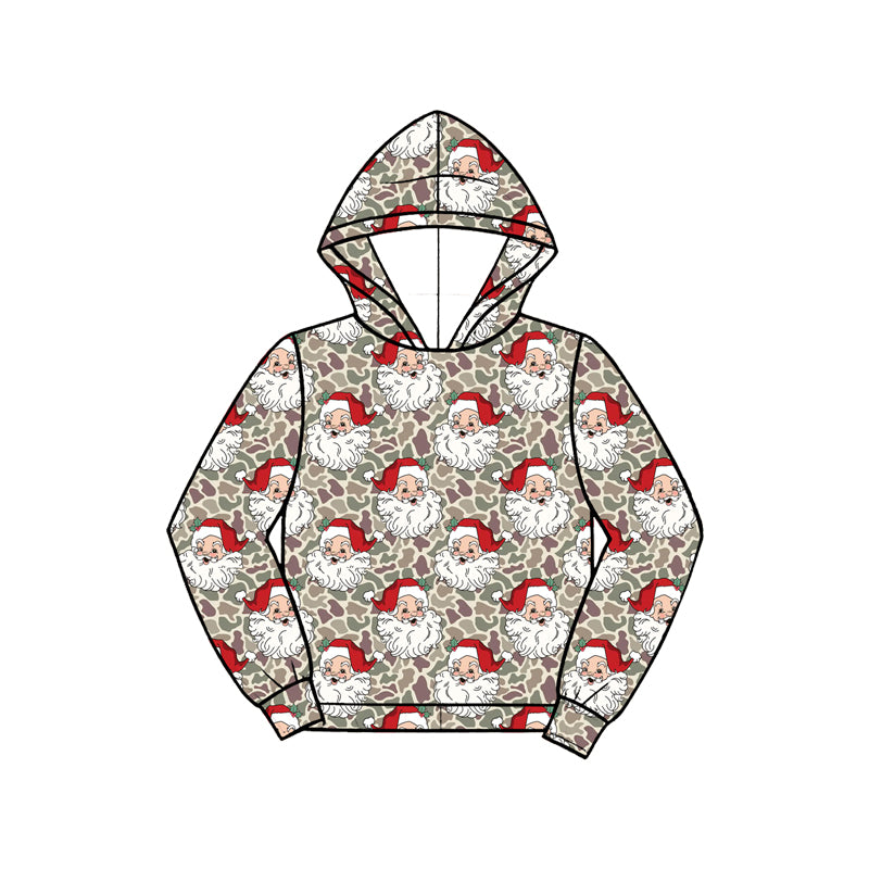 Baby Boys Khaki Camo Santa Christmas Hoodies Top Preorder