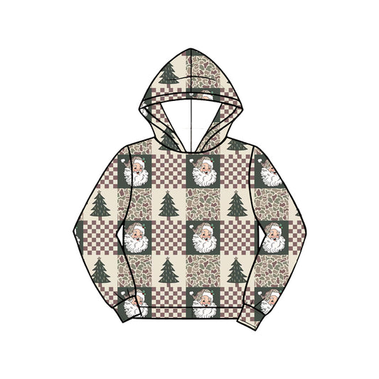 Baby Boys Green Camo Trees Santa Checked Christmas Hoodies Top Preorder