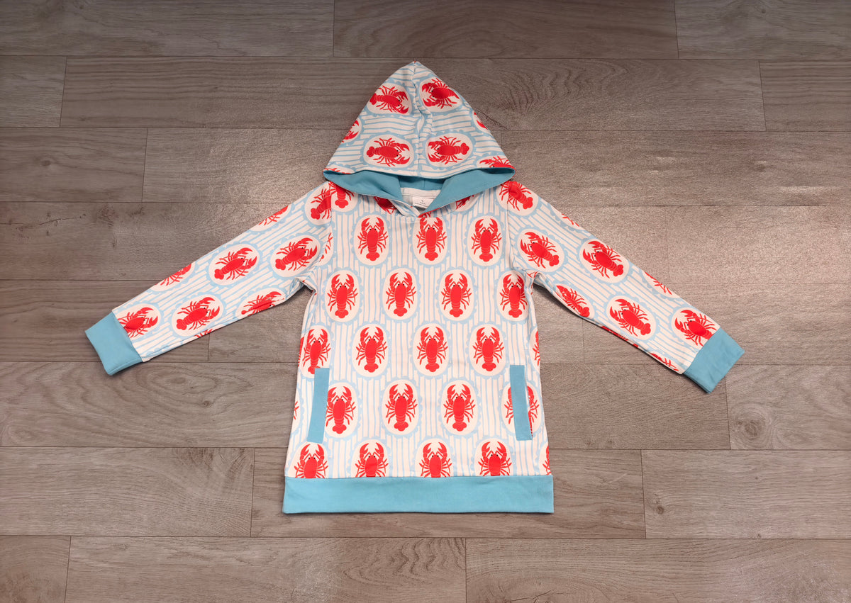 Baby Boys Long Sleeve Blue Stripe Crayfishes Pockets Hoodies Top Preorder