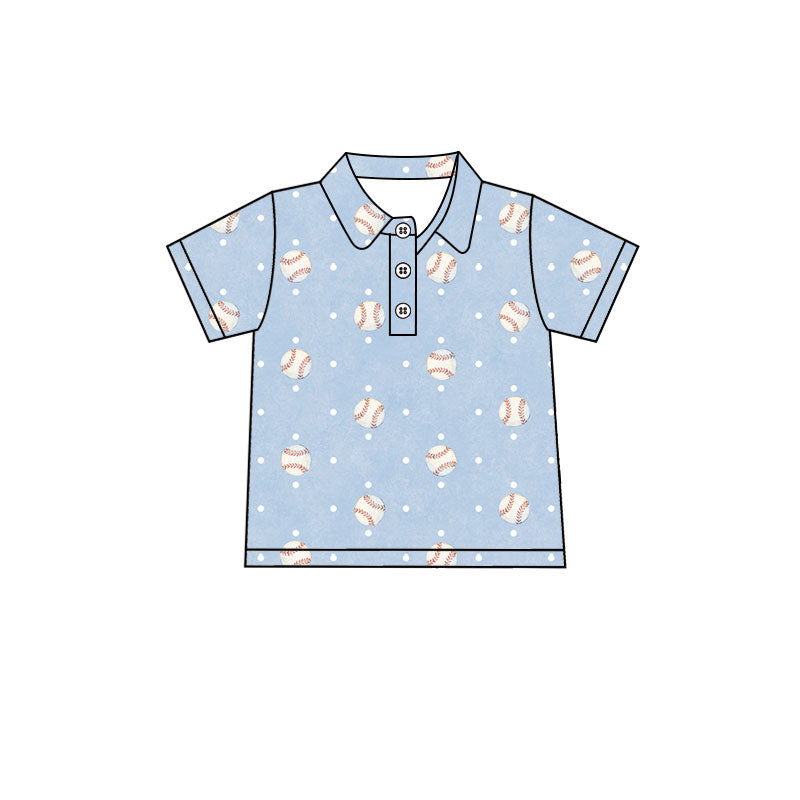 Baby Boys Baseballs Polka Dots Team Button Polo Shirts Top Preorder