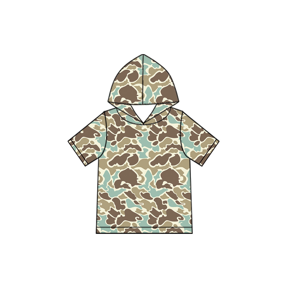 Baby Boys Short Sleeve Green Camo Hoodie Top Preorder