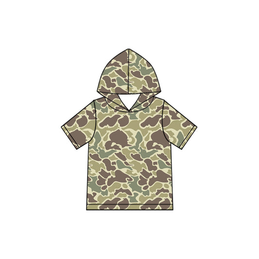 Baby Boys Short Sleeve Khaki Camo Hoodie Top Preorder
