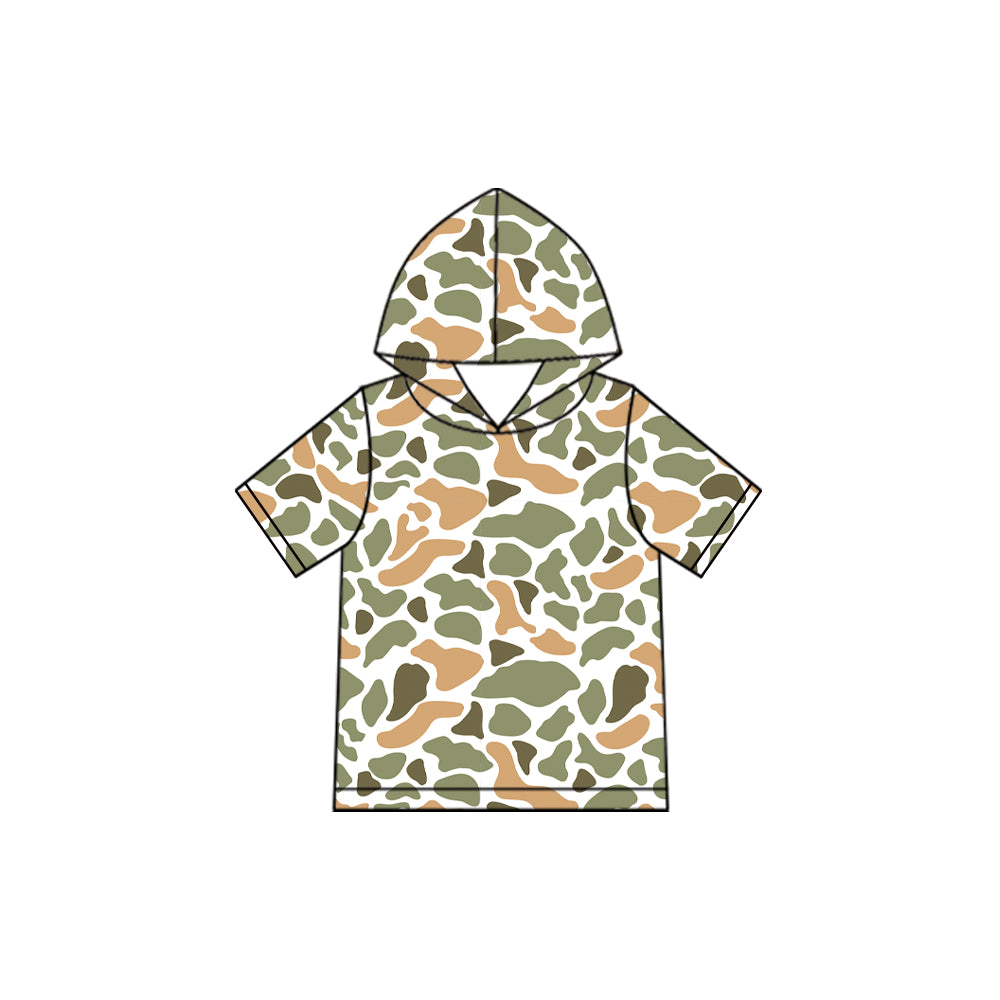 Baby Boys Short Sleeve Yellow Camo Hoodie Top Preorder