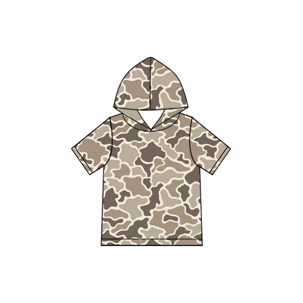 Baby Boys Short Sleeve Khaki Camo Hoodie Top Preorder