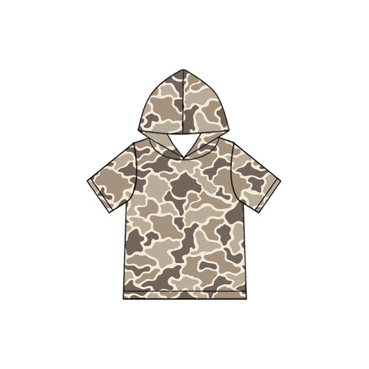 Baby Boys Short Sleeve Khaki Camo Hoodie Top Preorder