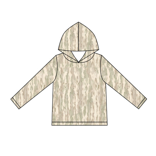 Preorder moq 5 Baby Boys Long Sleeve Khaki Camo Hoodies Top