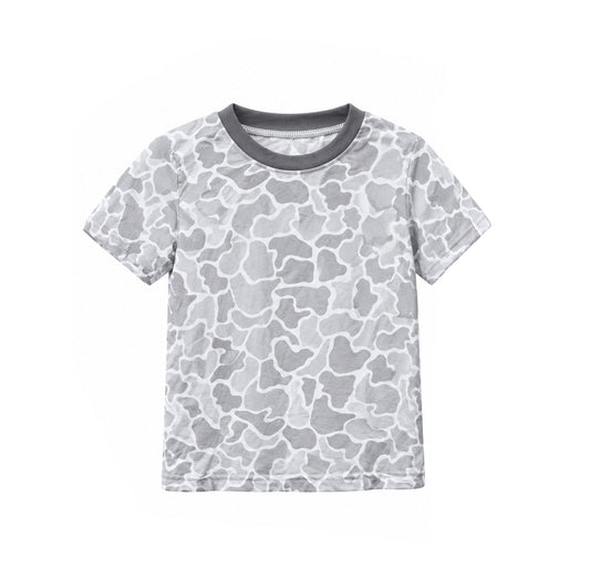 Preorder moq 5 Baby Boys Short Sleeve Grey Camo T-shirts Top
