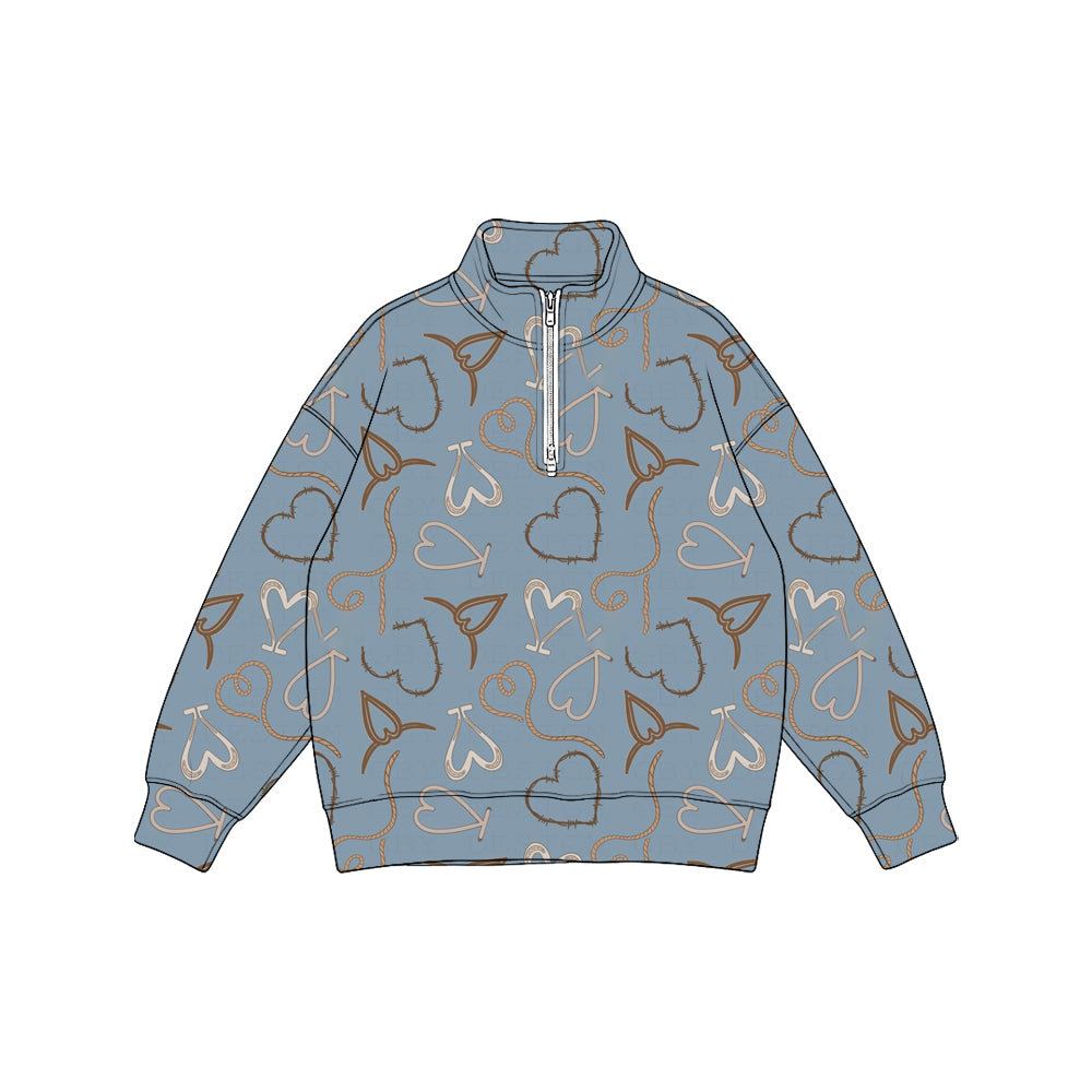 Preorder moq 5 Baby Boys Long Sleeve Hearts Zip Pullovers Top