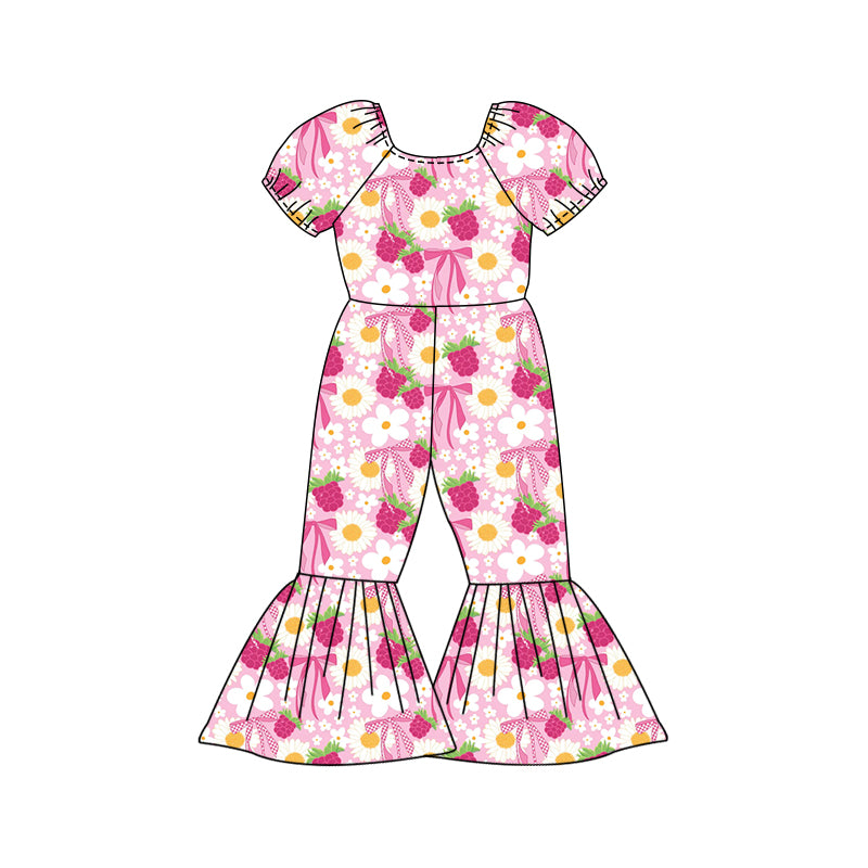 Preorder (moq 5)Baby Girls Daisy Flowers Grape Bell Bottom Pant Jumpsuits