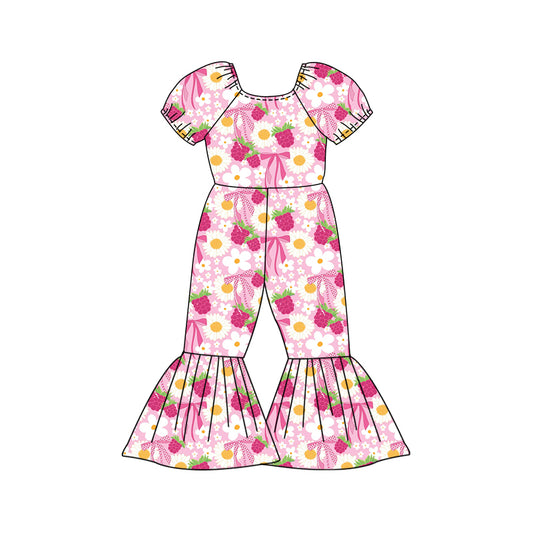 Preorder (moq 5)Baby Girls Daisy Flowers Grape Bell Bottom Pant Jumpsuits