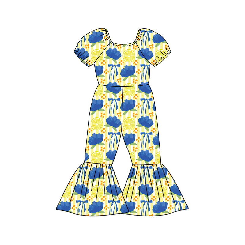 Preorder (moq 5)Baby Girls Flowers Lemons Bell Bottom Pant Jumpsuits