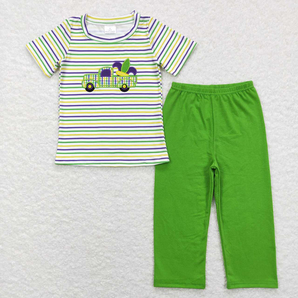 Baby Boys Mardi Gras Tractor Shirt Top Pants Clothes Sets