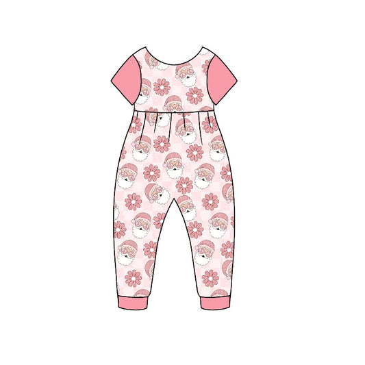 Baby Girls Christmas Santa Pink Short Sleeve Jumpsuits preorder(moq 5)
