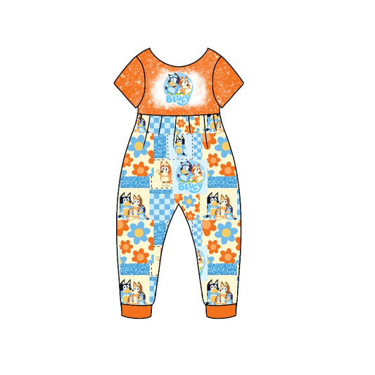 Baby Girls Cartoon Orange Dog Short Sleeve Jumpsuits preorder(moq 5)