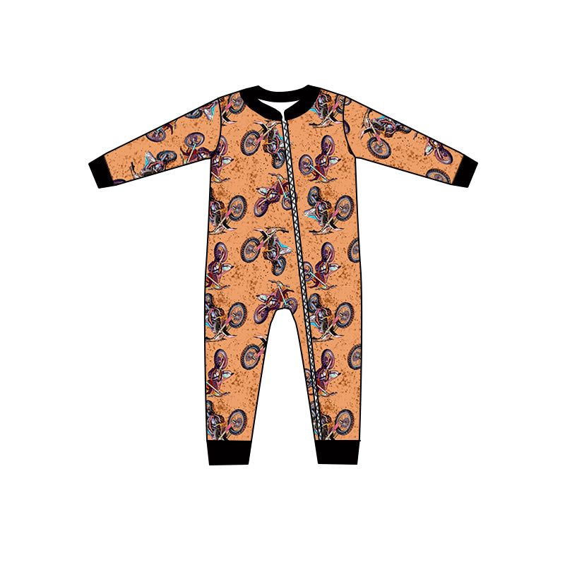 Baby Girls Motorbike Cartoon Long Sleeve Zip Rompers preorder(moq 5)