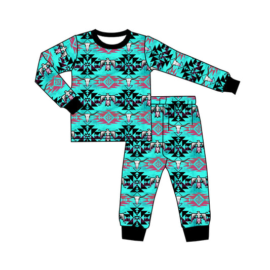 Baby Girls Western Turquoise Bird Pajamas Clothes Sets preorder(moq 5)