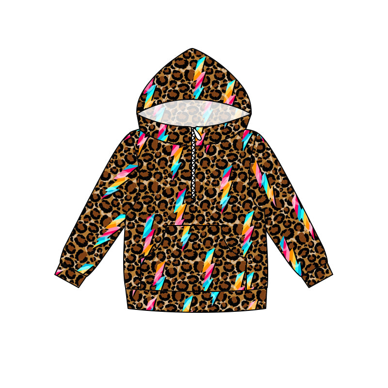 Baby Girls Leopard Thunder Long Sleeve Hoodie Tops preorder(moq 5)