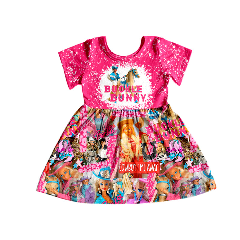 Baby Girls Doll Pink Horse knee length Dresses preorder(moq 5)