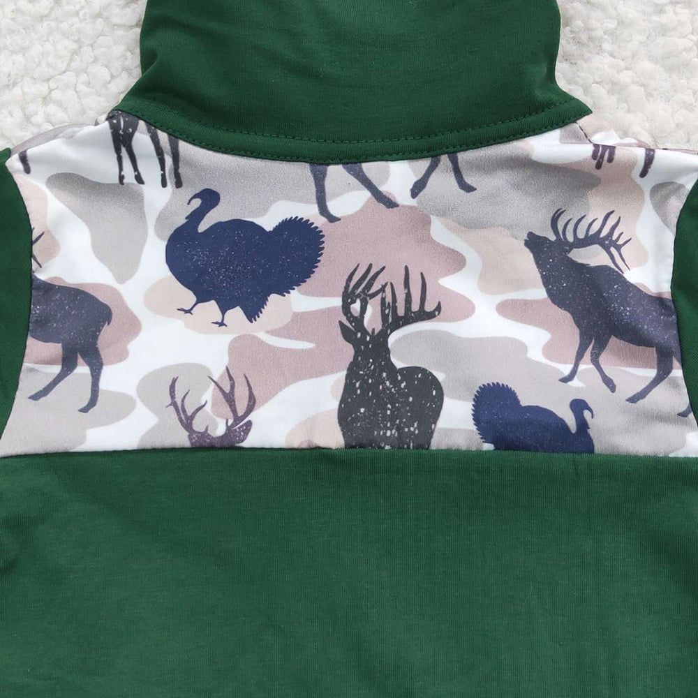 Baby Boys Deer Camo Zip Pullover Tee Shirts Tops