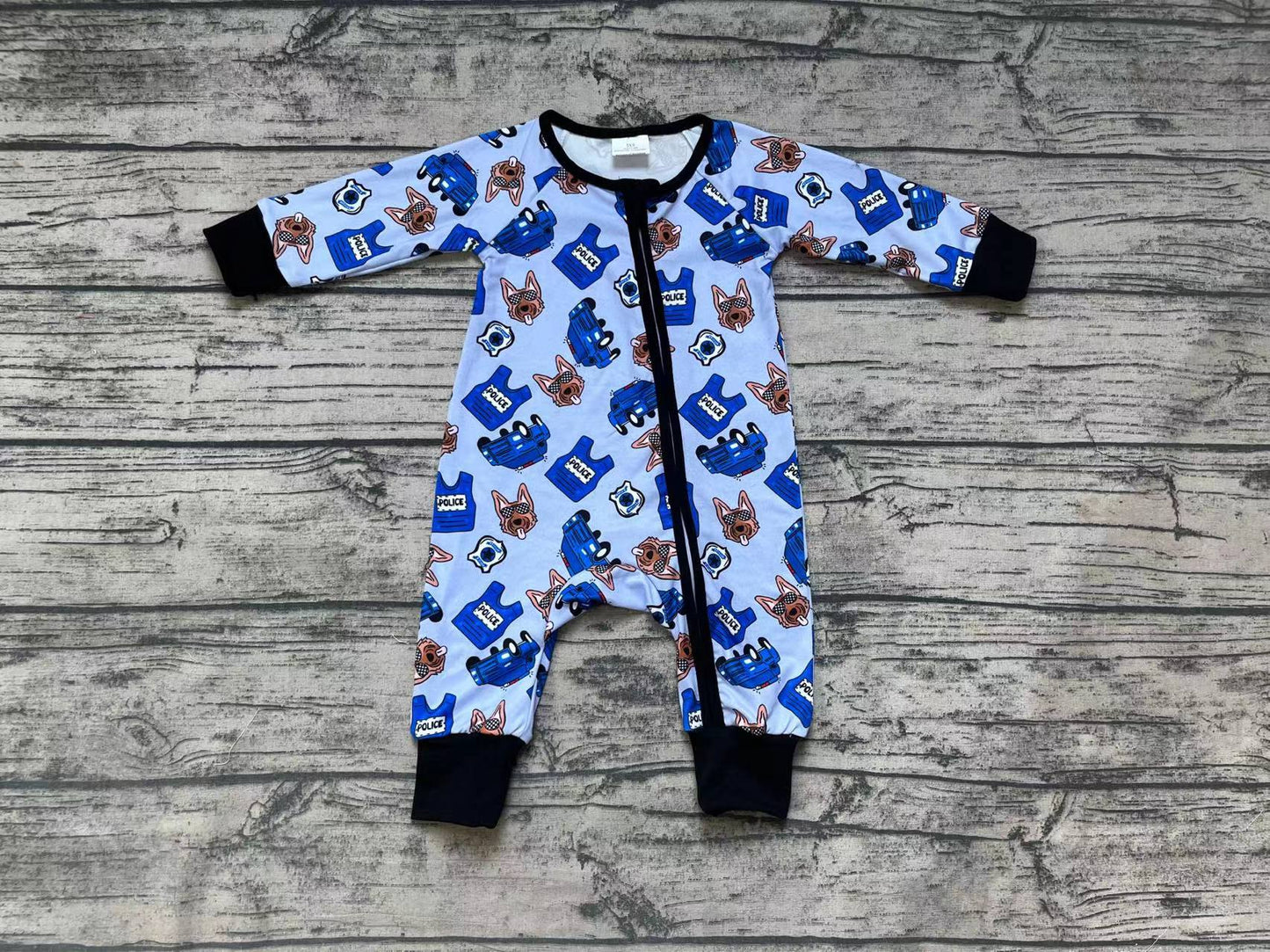 Baby Infants Boys Dogs Zip Long Sleeve Rompers