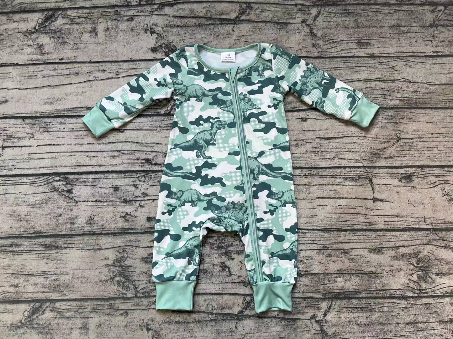 Baby Infant Boys Dinosaur Zip Long Sleeve Rompers