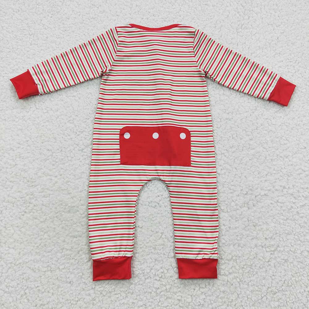 Baby Boys Christmas Santa Zip Long Sleeve Rompers