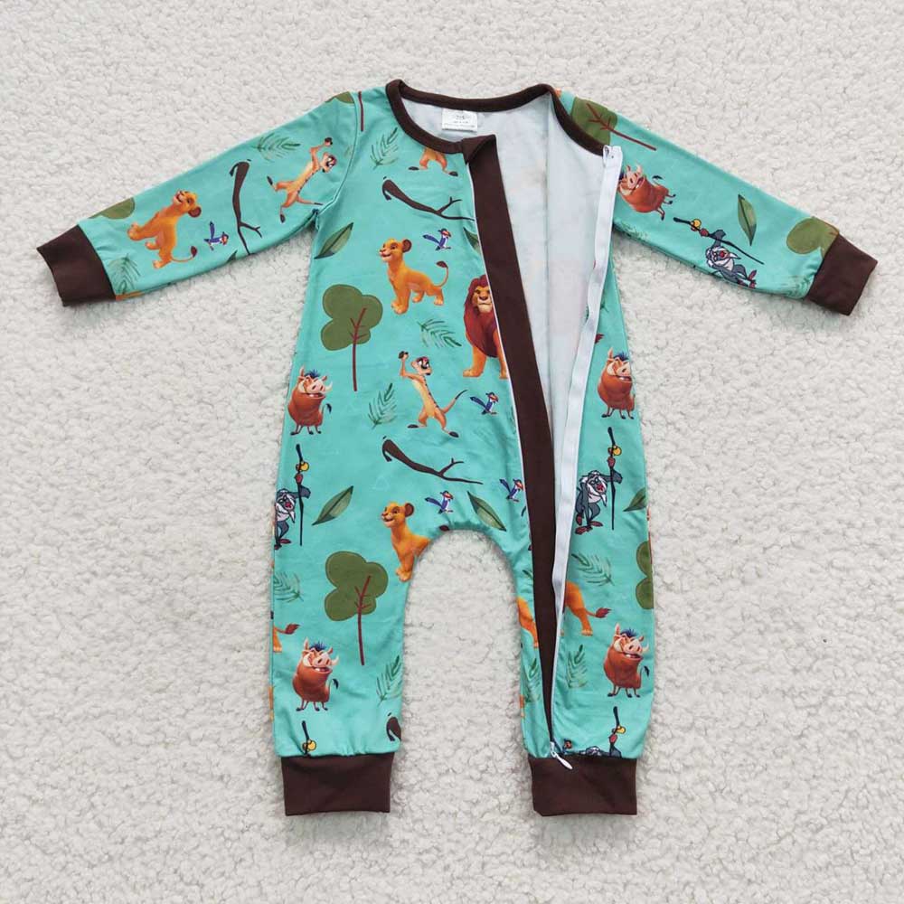 Baby Infants Cartoon Lion Zip Rompers