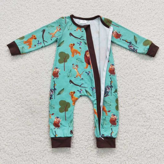 Baby Infants Cartoon Lion Zip Rompers