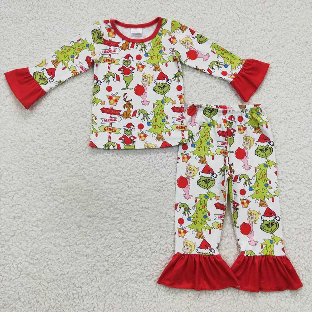 Baby Girls Christmas Frog Pants Pajamas Clothing Sets