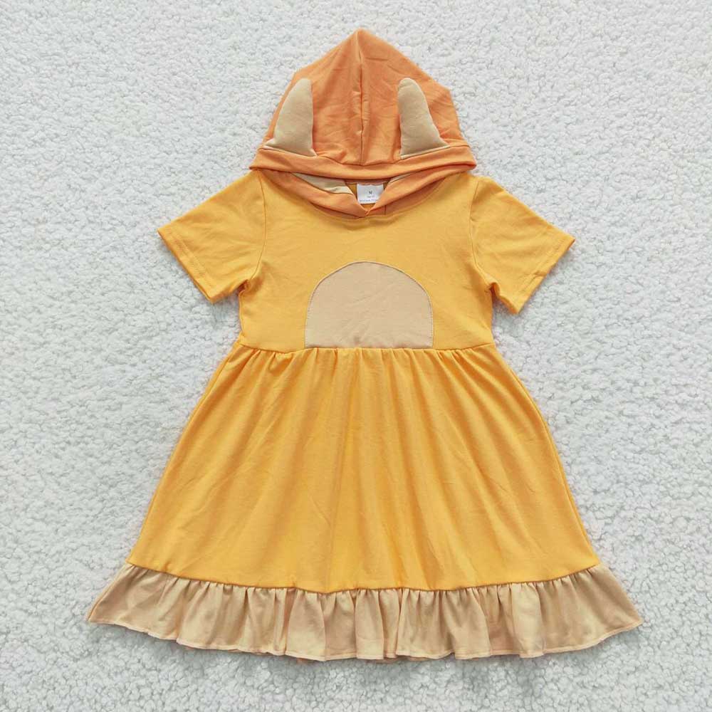 Baby Girls Orange Dog Ears Hoodie Dresses