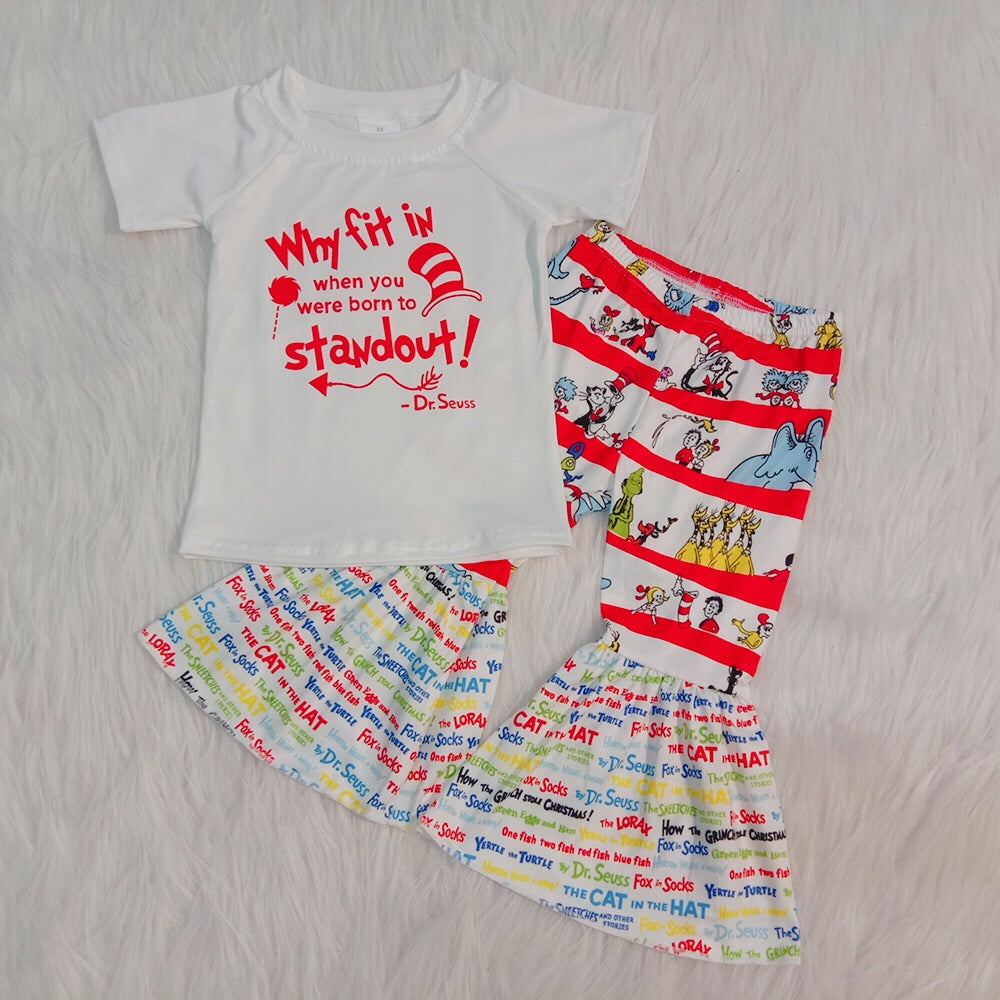 Promotion Sibling Baby Girls Dr Reading Shirts Pants Clothes Sets