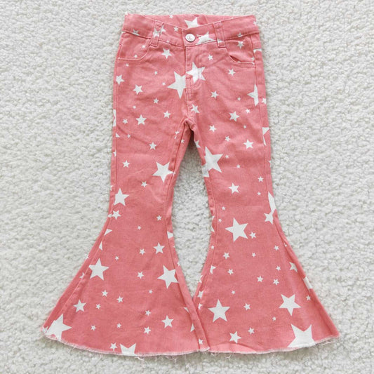Sibling Baby Girls Western Bell Bottom Denim Pants Jeans