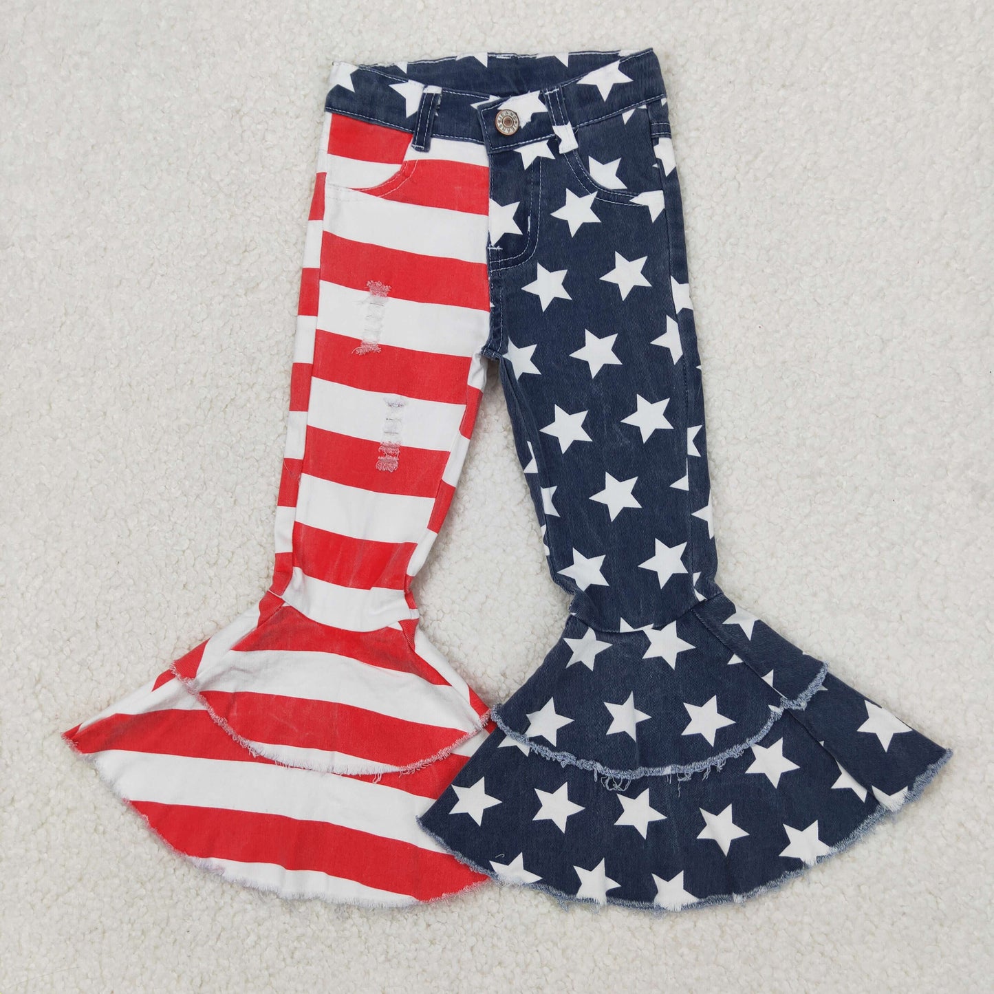 Sibling Baby Girls 4th Of July Stripe Denim Jeans