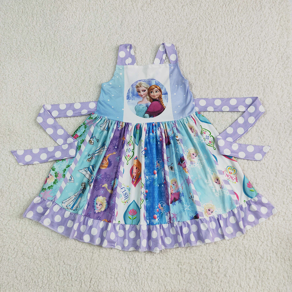 Baby Girls Blue Sister Movie Twirl Cartoon Dresses