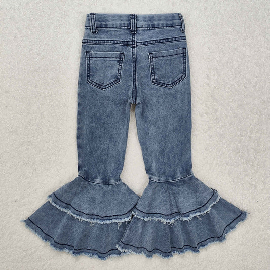 Washed Blue ruffle denim jeans