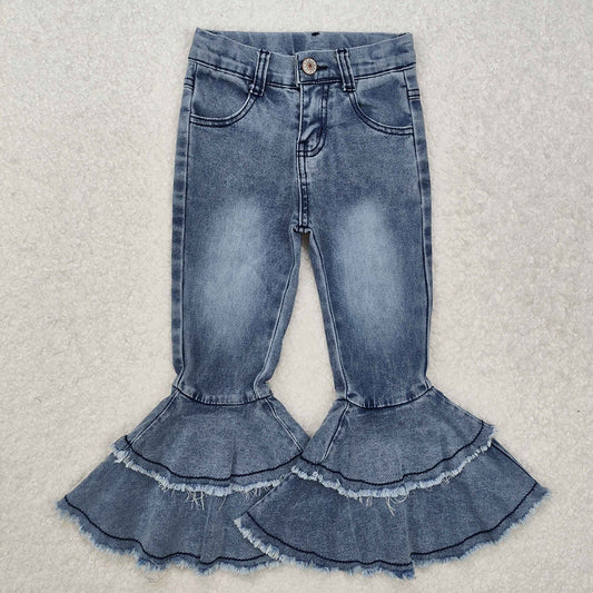 Washed Blue ruffle denim jeans